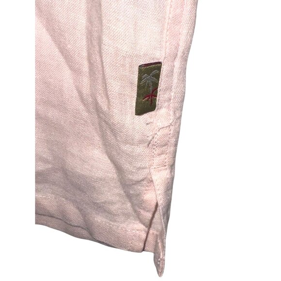 Cabana Mens 2XL Pink Linen Button-Up Shirt Short Sleeve With Pocket Casual Light - Picture 3 of 6